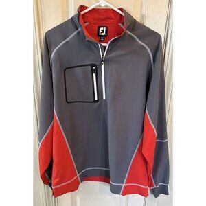 Foot Joy Mens Med Red & Gray 1/2 Zip Long Sleeve Golf Shirt